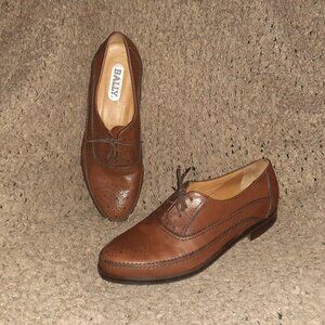BALLY-Brown Leather Oxford/Brogue-CHELSEA- Shoes-Lace Up-Sz 9.5D-Near Mint